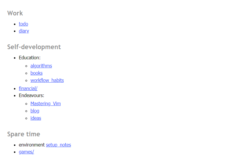 Screenshot of my wiki homepage.