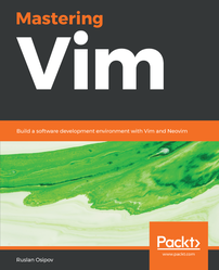A picture of Mastering Vim book cover.