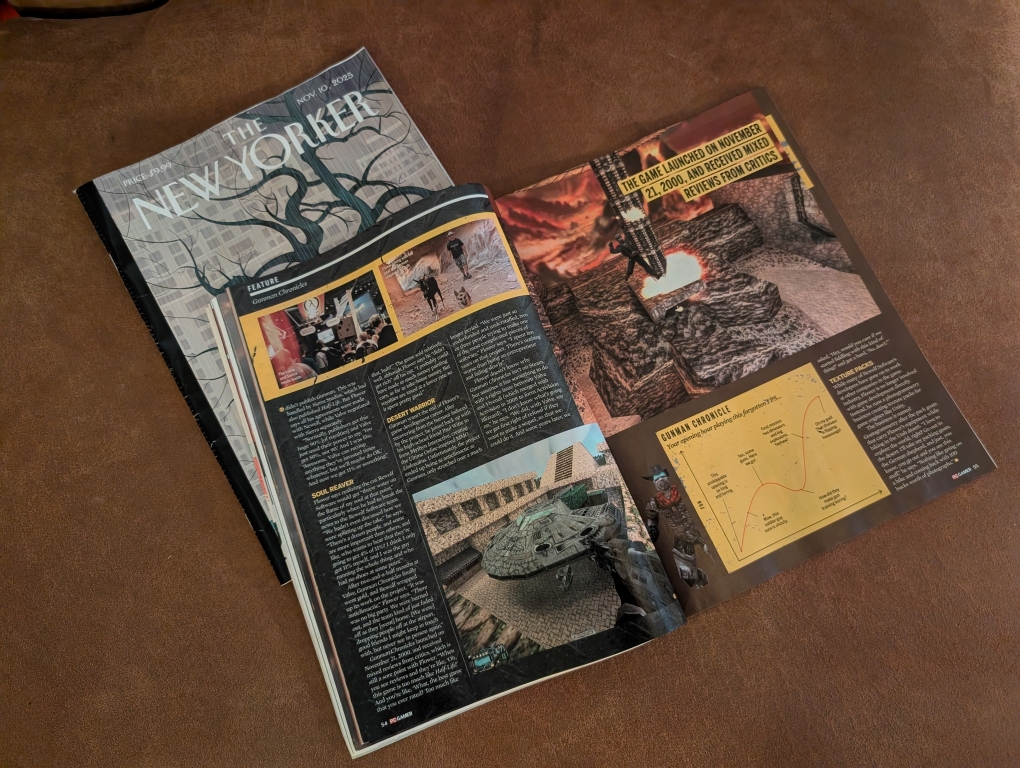Here are the latest PC Gamer and The New Yorker issues. You can guess which one I'm reading more.