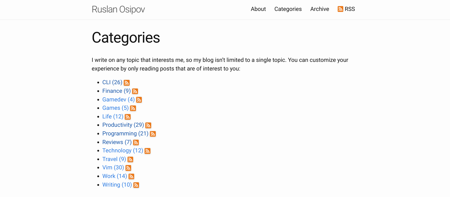 Maybe there are too many RSS icons, I should probably change that. But you get the idea