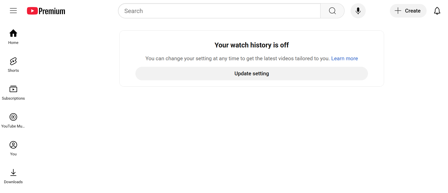 YouTube with the history off is a different experience. Yes, I'm bougie, my wife pays for YouTube Premium.